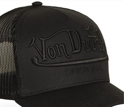 Casquette Von Dutch Originals Full Black Trucker | Broderie Ton sur Ton