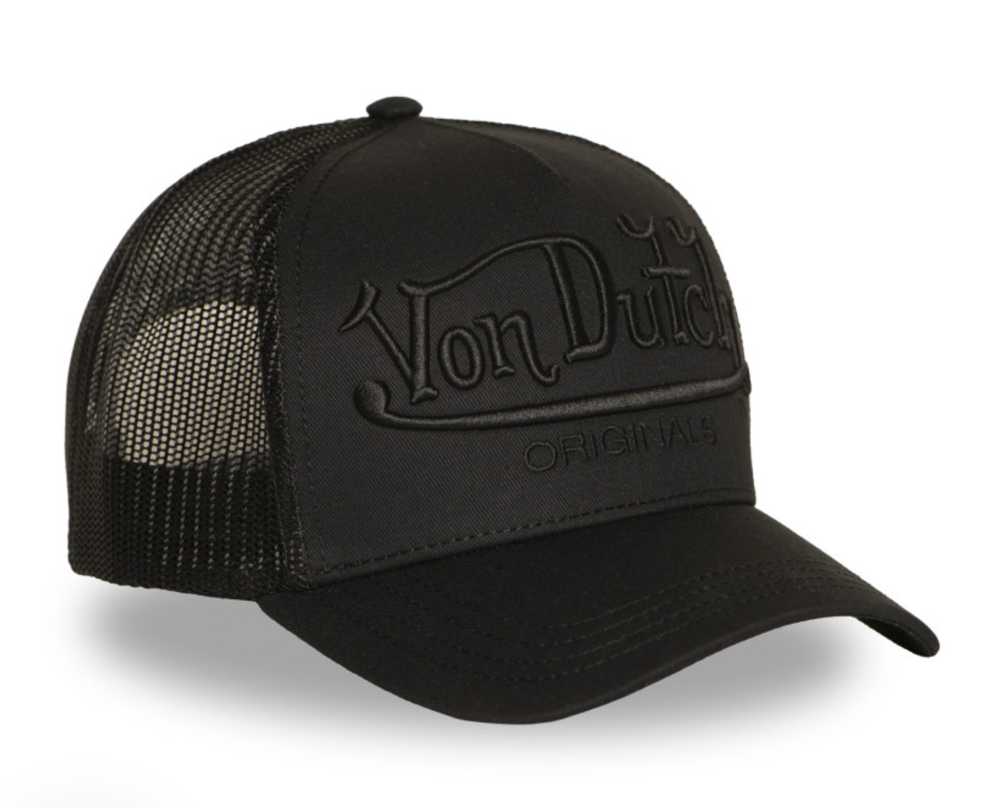 Casquette Von Dutch Originals Full Black Trucker | Broderie Ton sur Ton