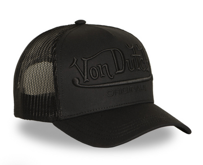 Casquette Von Dutch Originals Full Black Trucker | Broderie Ton sur Ton