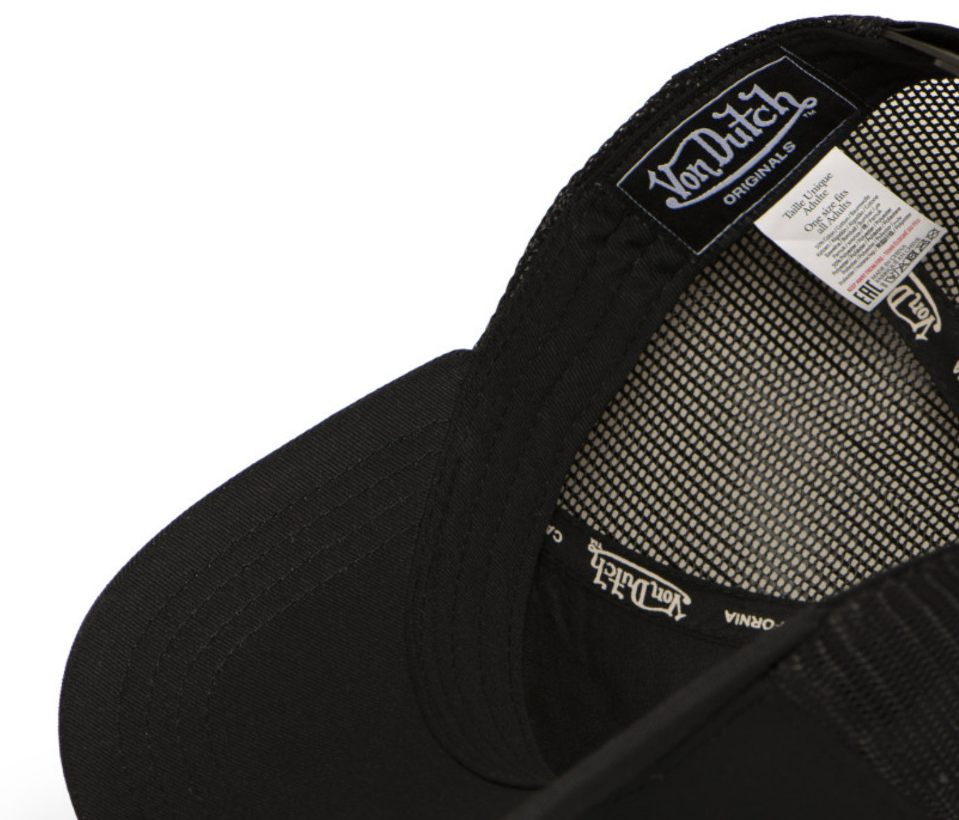 Casquette Von Dutch Originals Full Black Trucker | Broderie Ton sur Ton