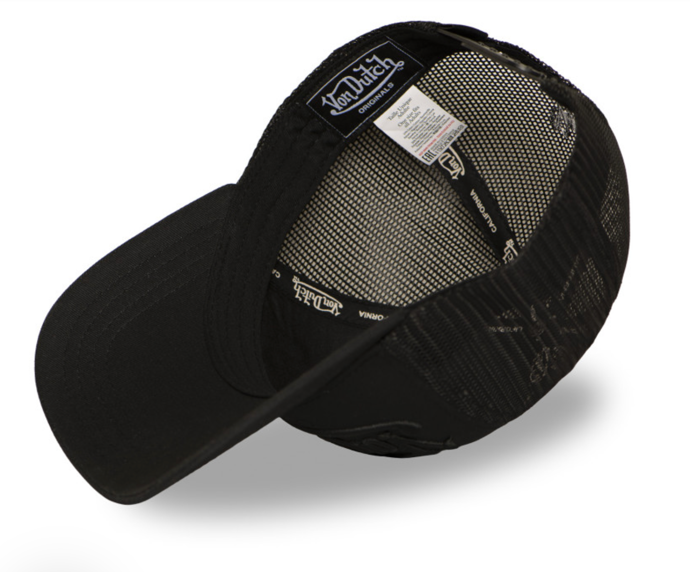 Casquette Von Dutch Originals Full Black Trucker | Broderie Ton sur Ton