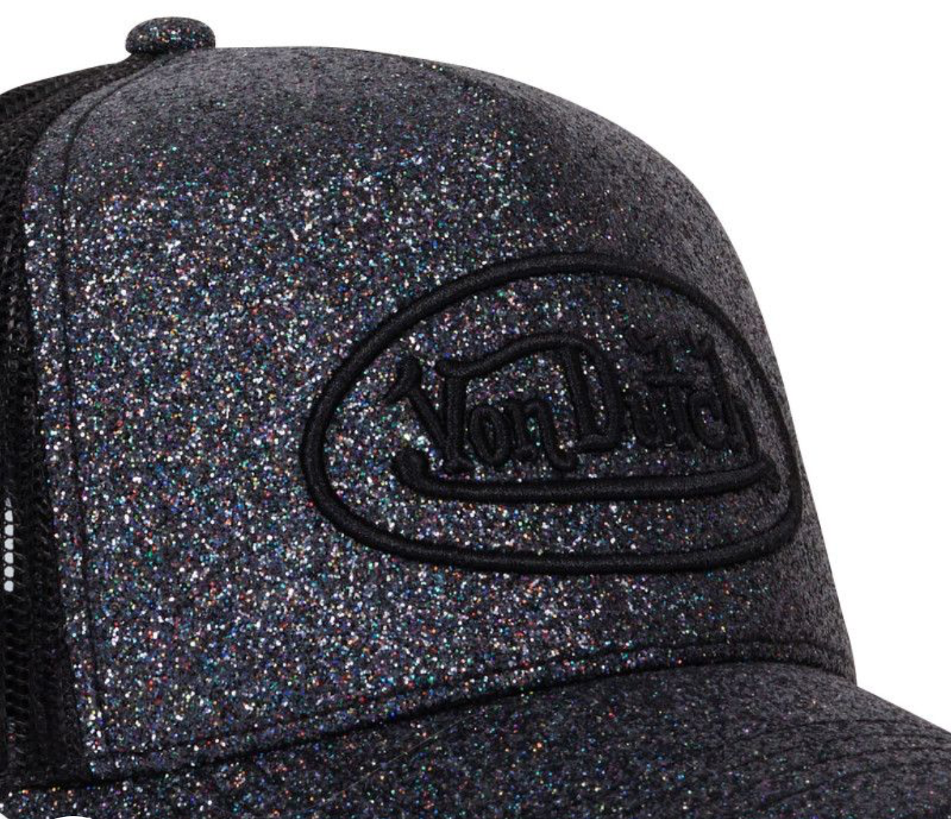 Casquette Von Dutch Trucker Glitter Noir | Logo Brodé Noir