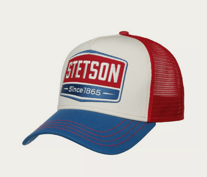 Casquette Trucker Stetson Gasoline Bleu Rouge Vintage | Un Barbu et Une Blonde