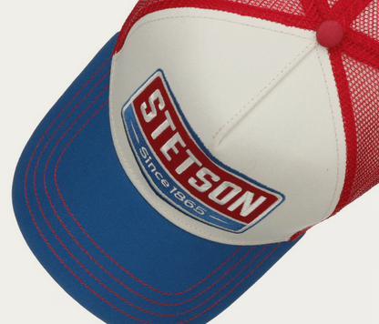 Casquette Trucker Stetson Gasoline Bleu Rouge Vintage | Un Barbu et Une Blonde