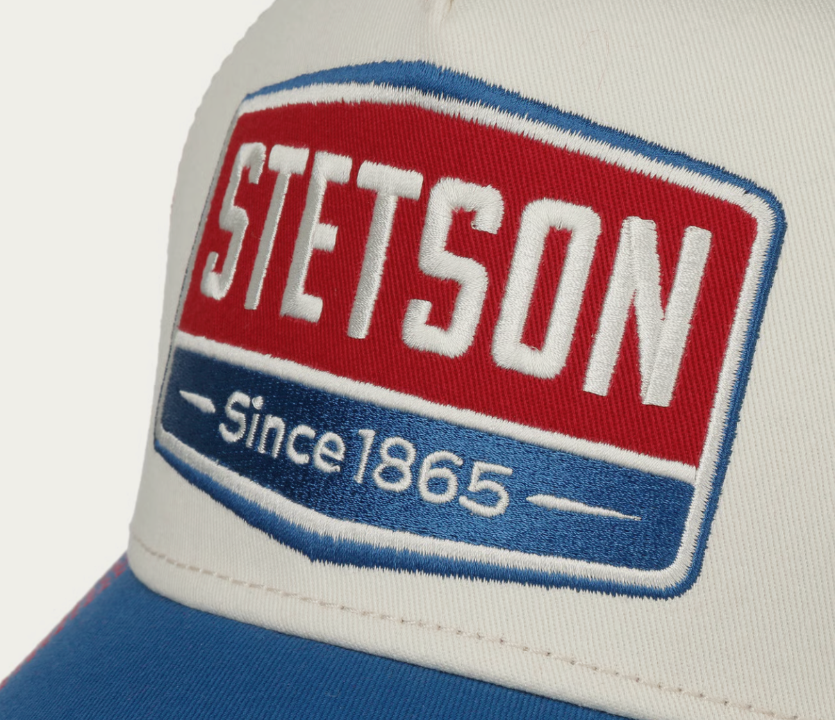 Casquette Trucker Stetson Gasoline Bleu Rouge Vintage | Un Barbu et Une Blonde