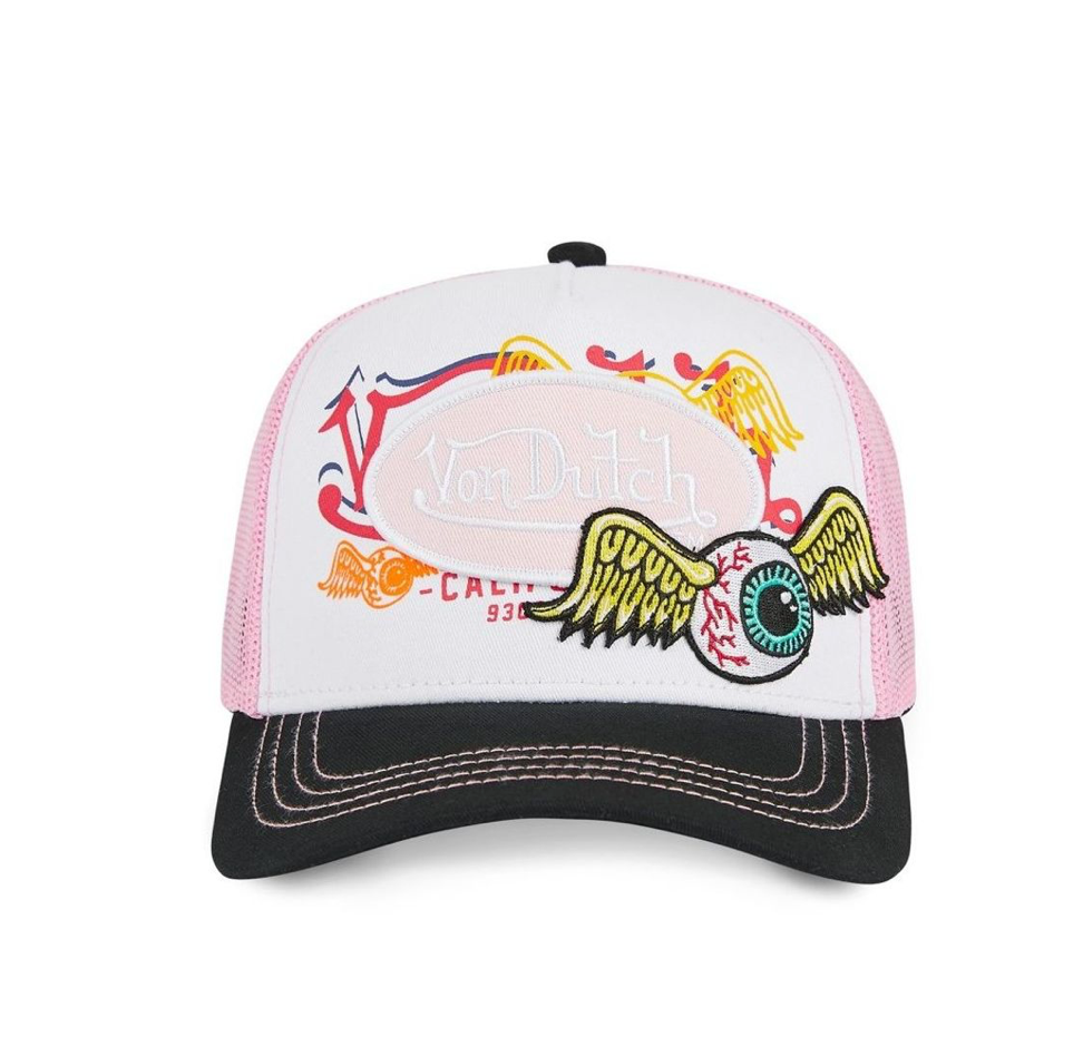 Casquette Trucker Von Dutch Fly Eye – Blanc, Rose & Noir