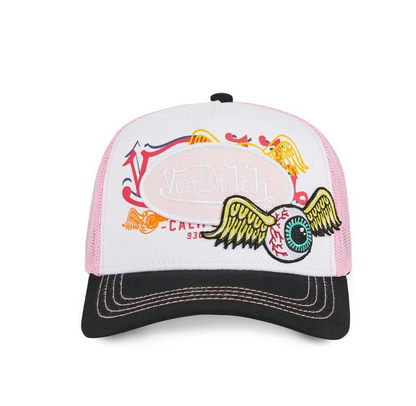 Casquette Trucker Von Dutch Fly Eye – Blanc, Rose & Noir