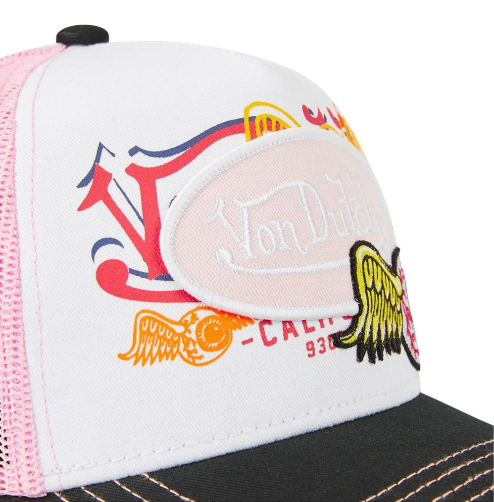 Casquette Trucker Von Dutch Fly Eye – Blanc, Rose & Noir