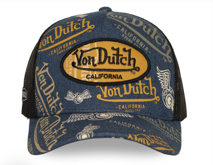 Casquette Trucker Von Dutch Denim  – Bleu & Noir
