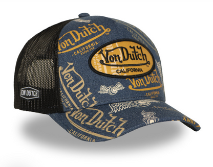 Casquette Trucker Von Dutch Denim  – Bleu & Noir