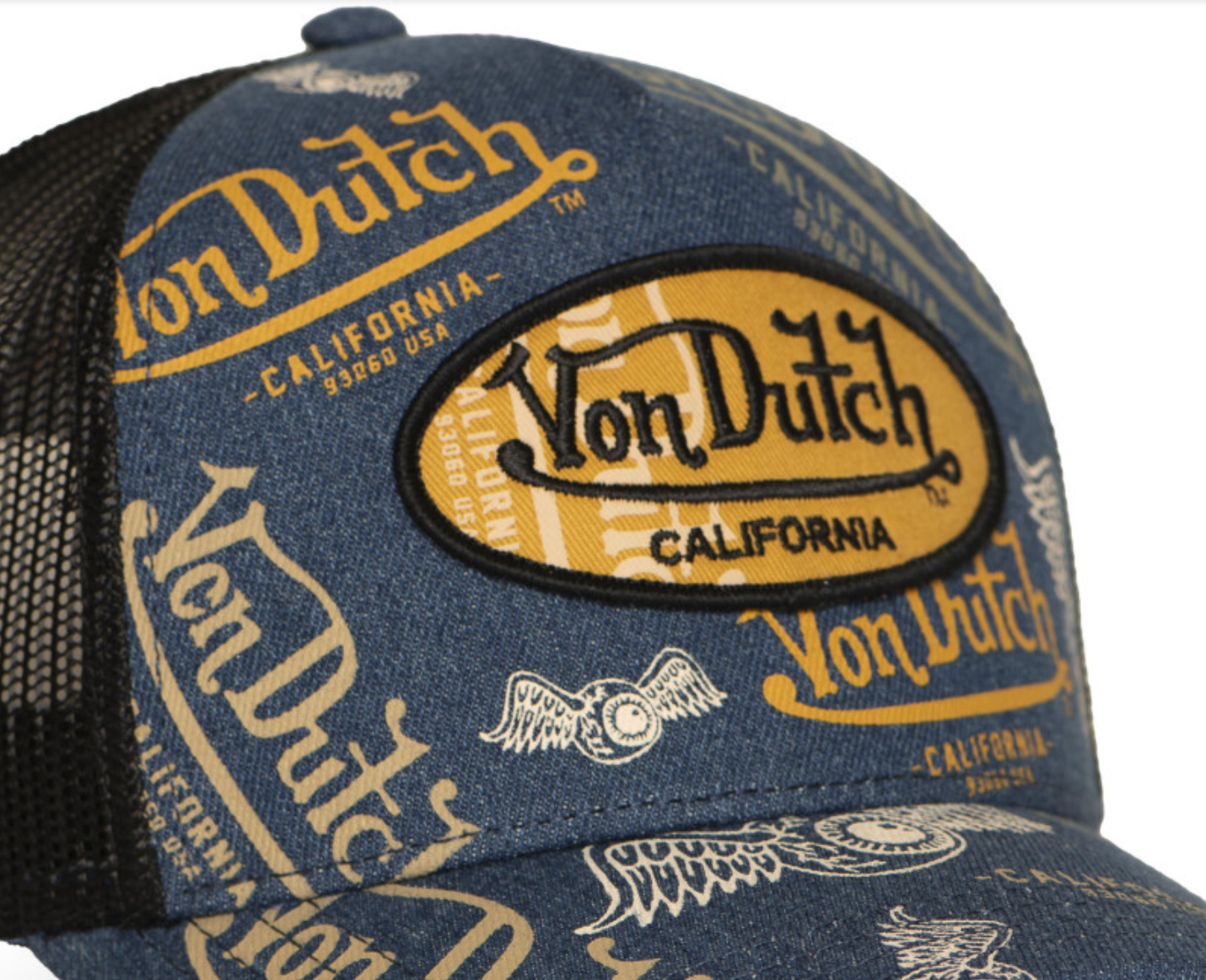 Casquette Trucker Von Dutch Denim  – Bleu & Noir