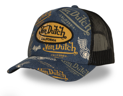 Casquette Trucker Von Dutch Denim  – Bleu & Noir