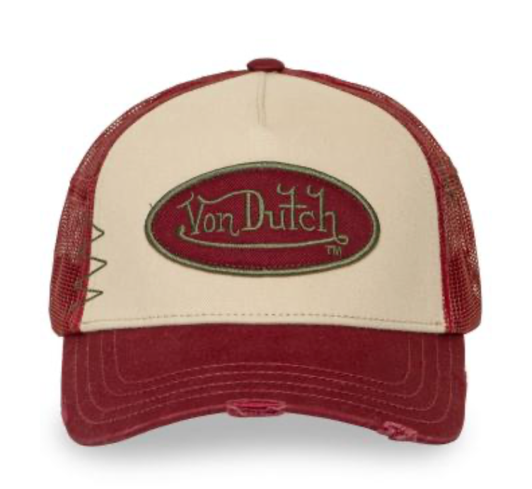 Casquette Trucker Von Dutch Écru & Rouge Vintage
