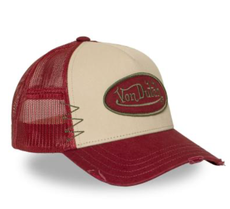 Casquette Trucker Von Dutch Écru & Rouge Vintage