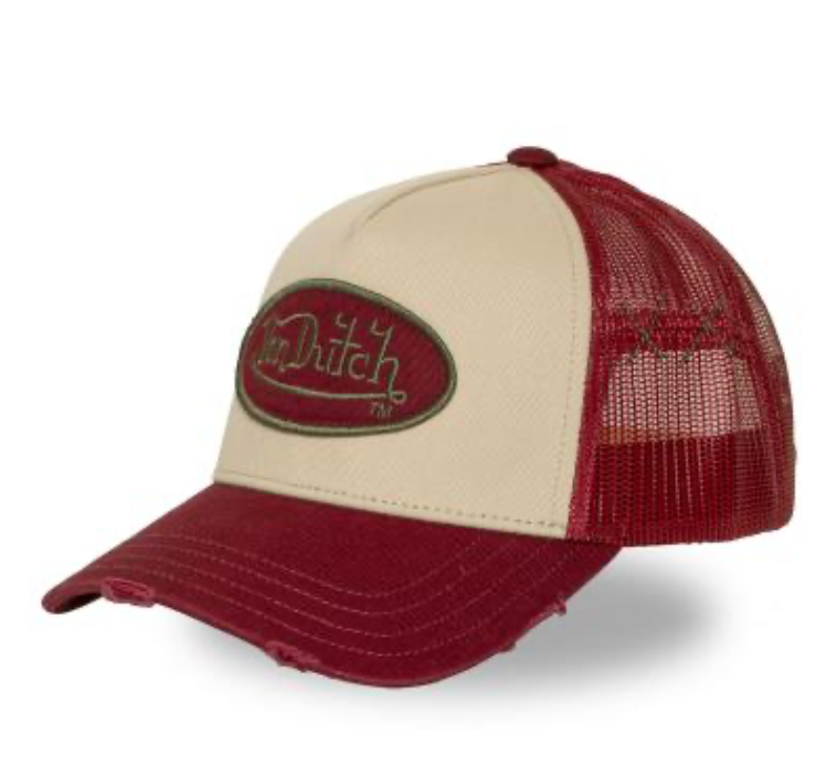 Casquette Trucker Von Dutch Écru & Rouge Vintage