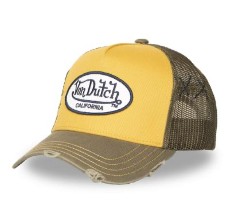 Casquette Trucker Von Dutch Jaune & Kaki Vintage