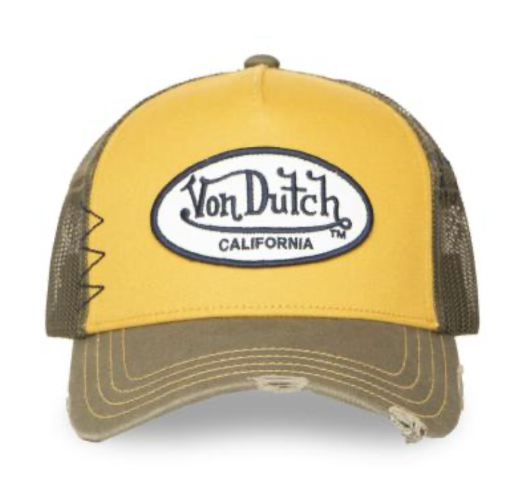 Casquette Trucker Von Dutch Jaune & Kaki Vintage