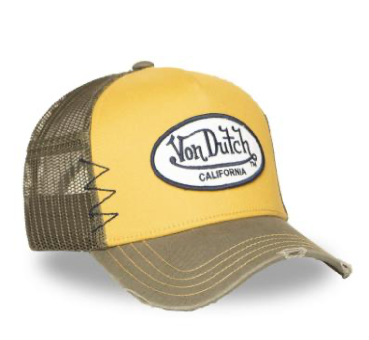 Casquette Trucker Von Dutch Jaune & Kaki Vintage