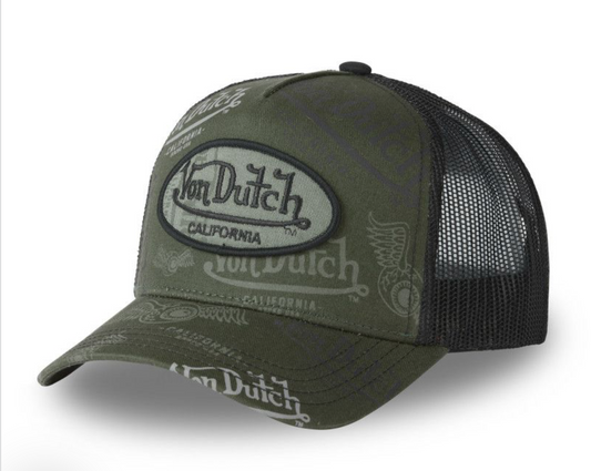 Casquette Trucker Von Dutch All Over – Kaki & Noir