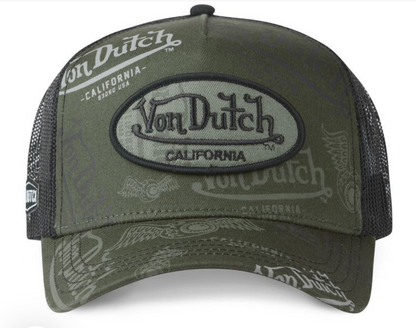 Casquette Trucker Von Dutch All Over – Kaki & Noir