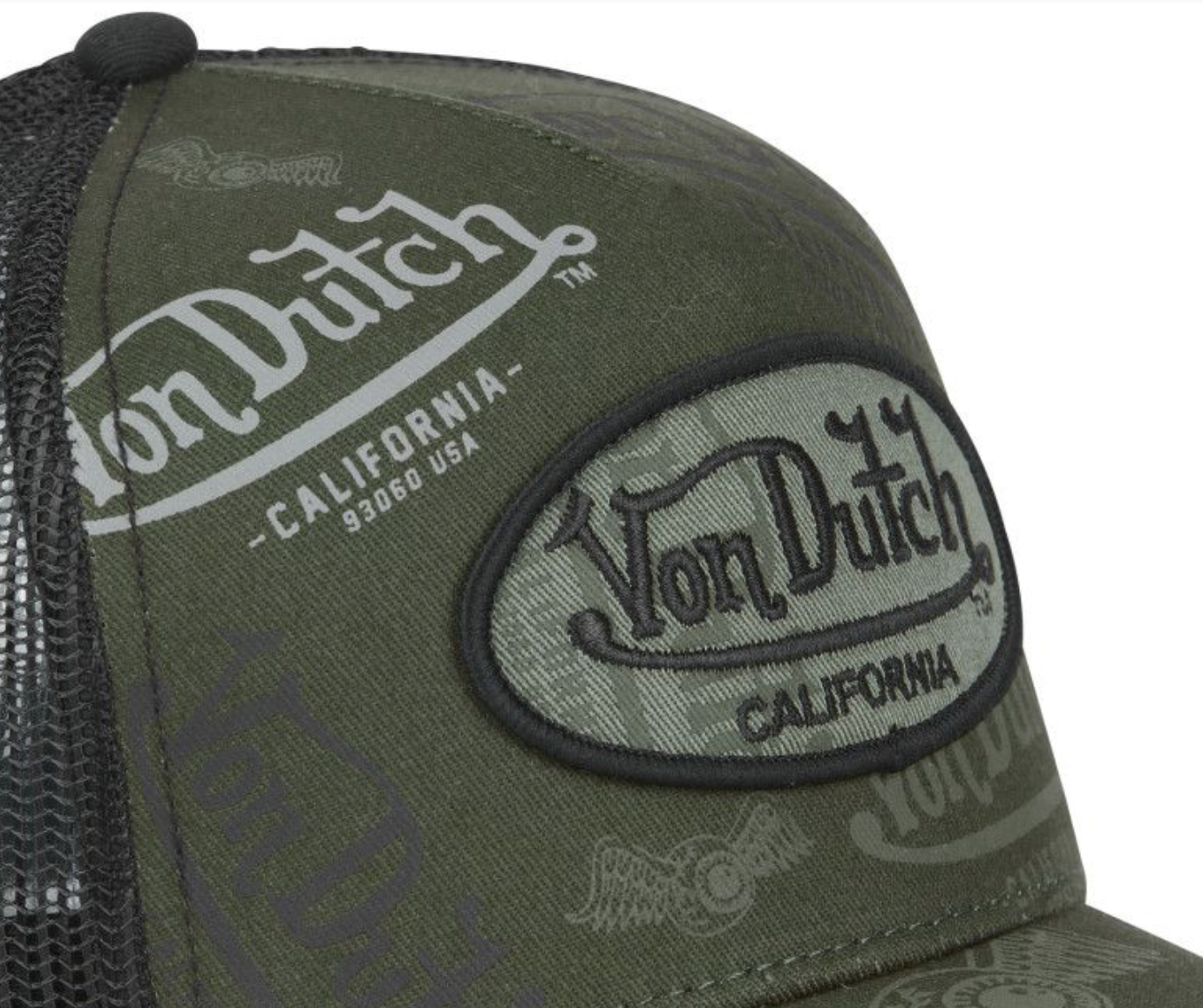 Casquette Trucker Von Dutch All Over – Kaki & Noir