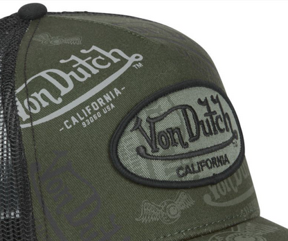 Casquette Trucker Von Dutch All Over – Kaki & Noir