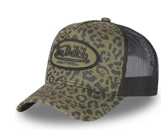 Casquette Trucker Von Dutch Léopard – Kaki & Noir
