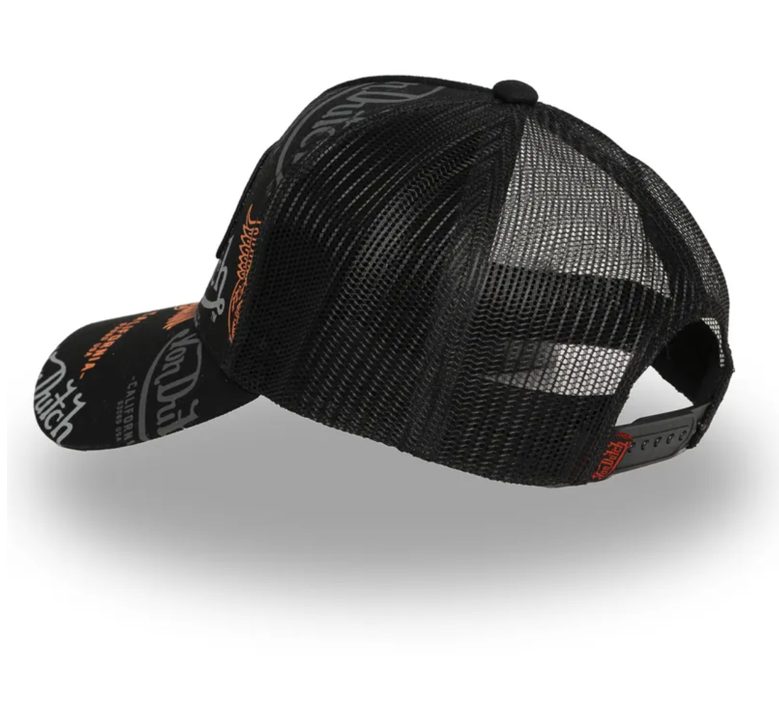 Casquette Trucker Von Dutch All Over – Noir, Gris & Orange