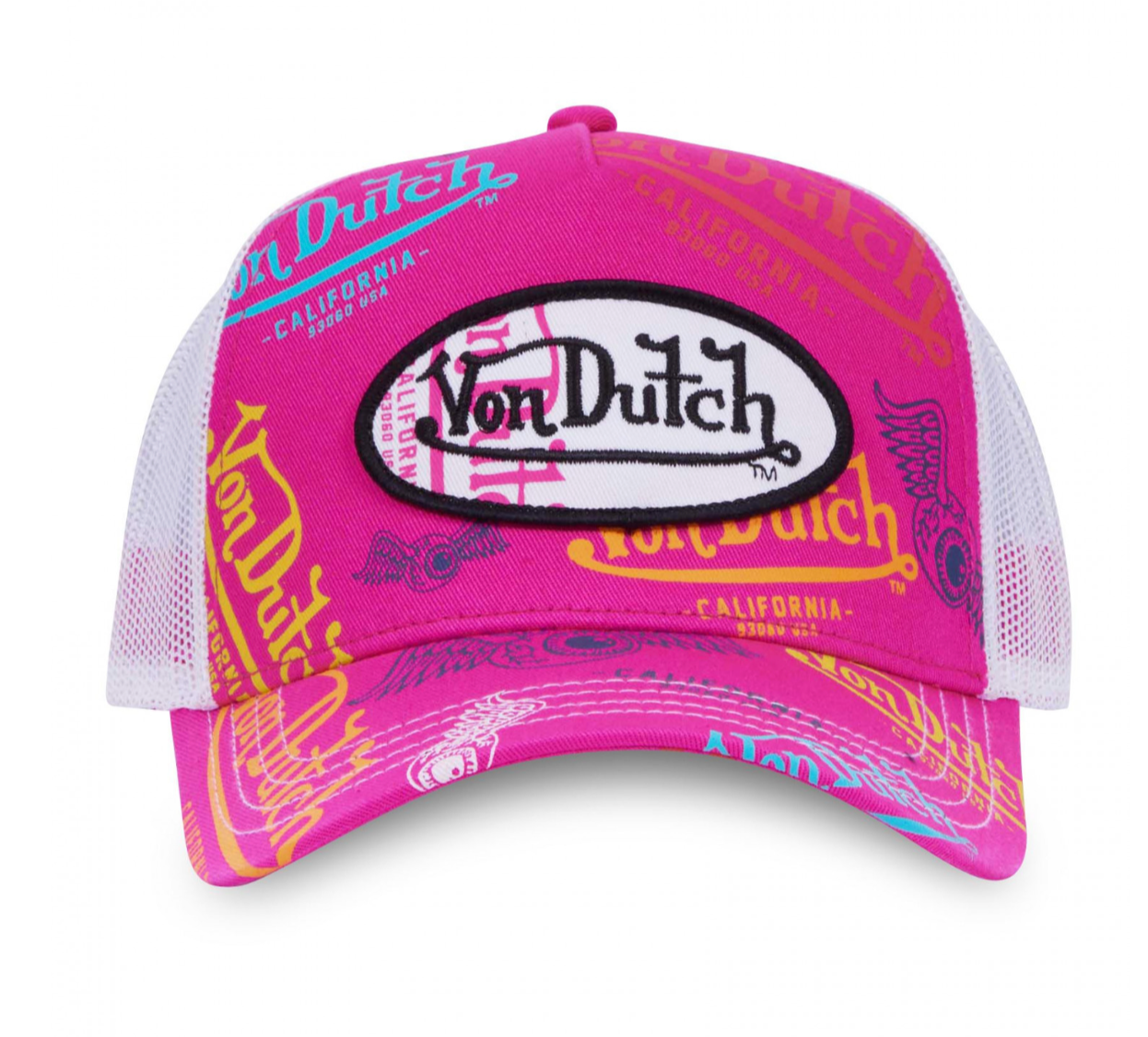 Casquette Trucker Von Dutch All Over – Fuchsia & Blanc