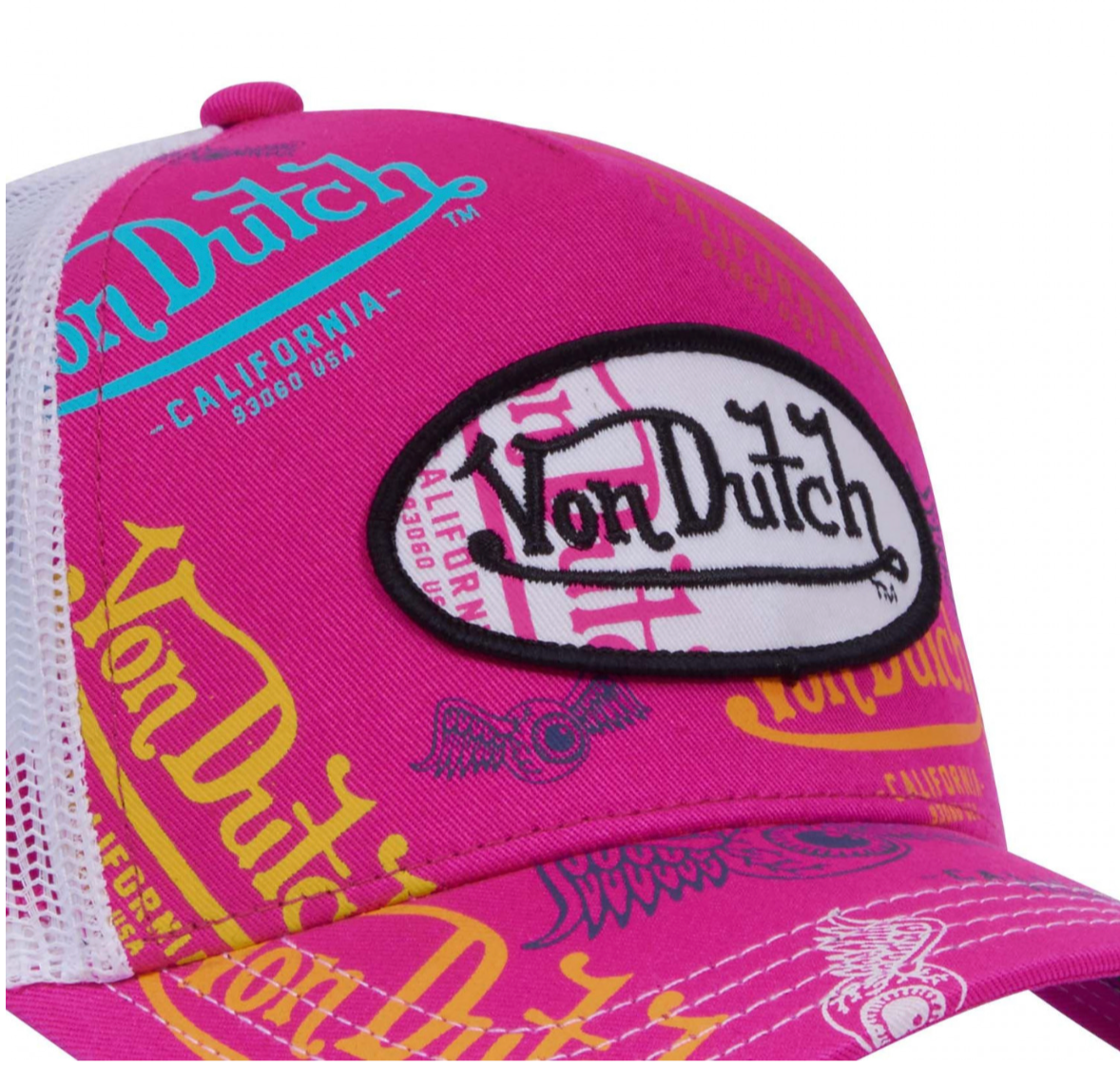 Casquette Trucker Von Dutch All Over – Fuchsia & Blanc
