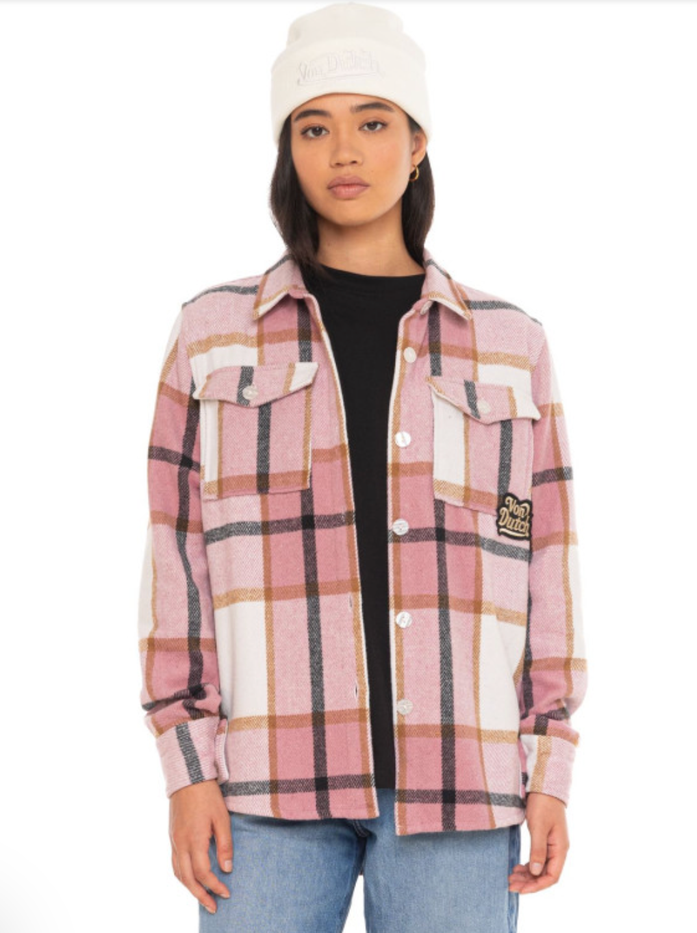 Chemise Femme Von Dutch Lize – Flanelle à carreaux rose