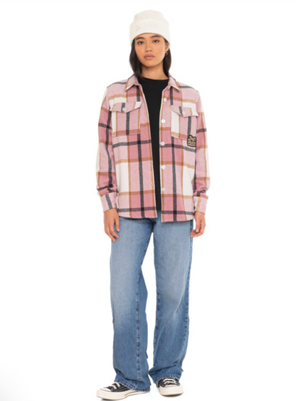 Chemise Femme Von Dutch Lize – Flanelle à carreaux rose