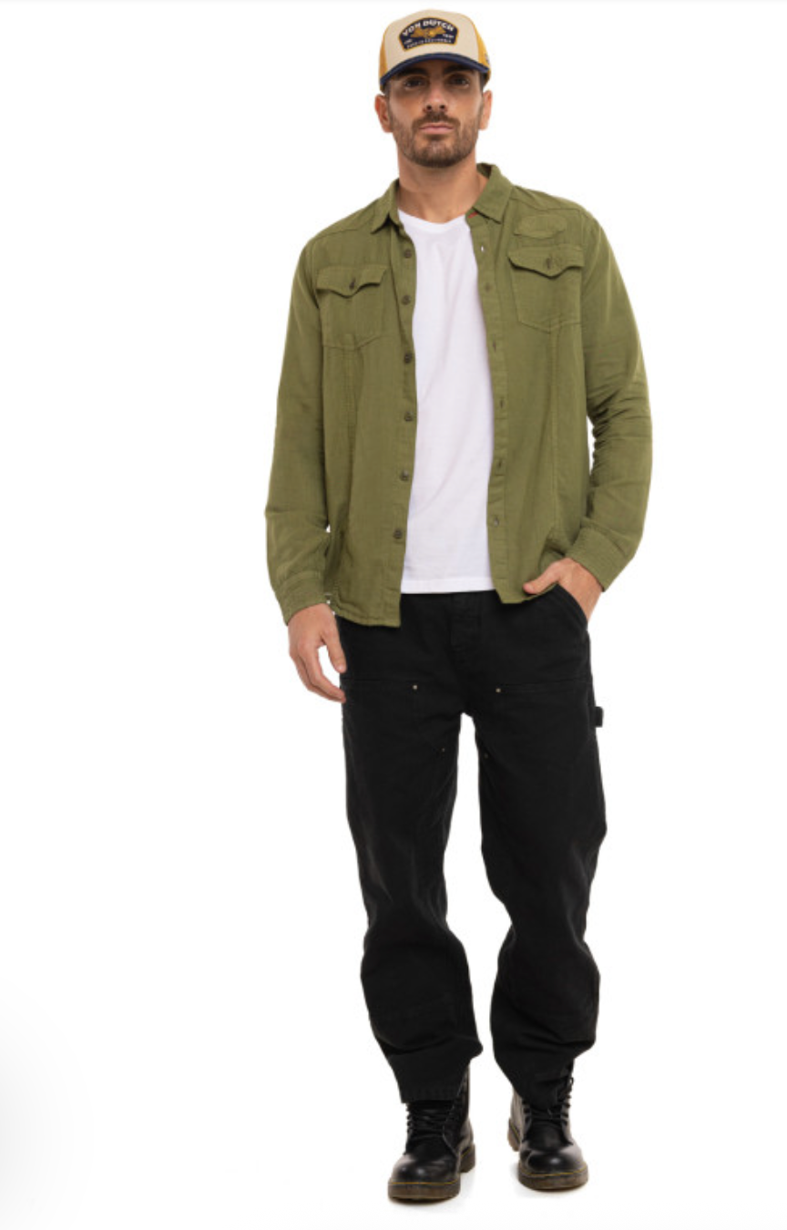 Chemise Homme Von Dutch Mojave – Coton & Lin Kaki