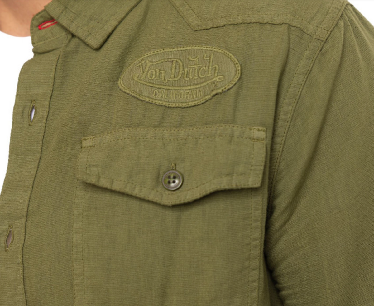 Chemise Homme Von Dutch Mojave – Coton & Lin Kaki