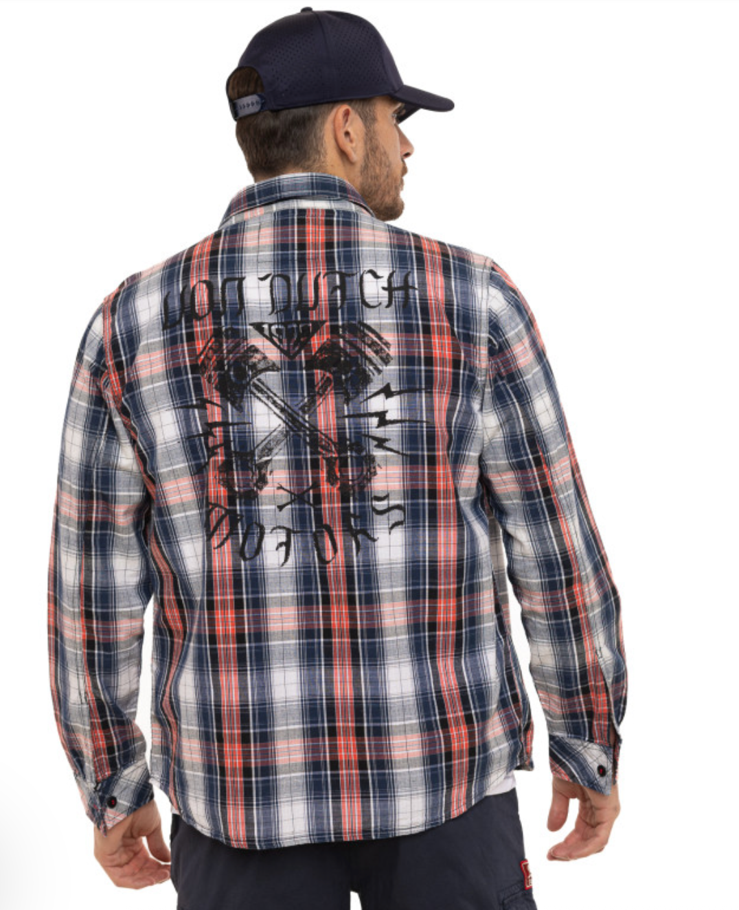 Chemise Homme Von Dutch Carreaux Vintage Bleu & Rouge