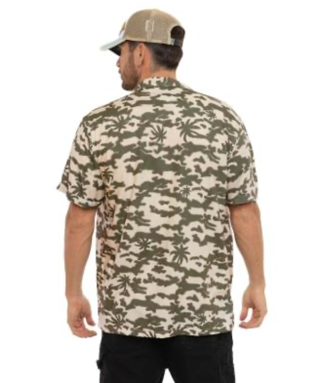 Chemisette Homme Von Dutch Tropical Camo Beige | 100% Viscose | Un Barbu et Une Blonde
