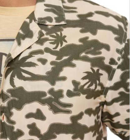 Chemisette Homme Von Dutch Tropical Camo Beige | 100% Viscose | Un Barbu et Une Blonde