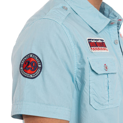 Chemisette Homme Von Dutch Bleu Ciel Patchs Vintage  | Un Barbu et Une Blonde