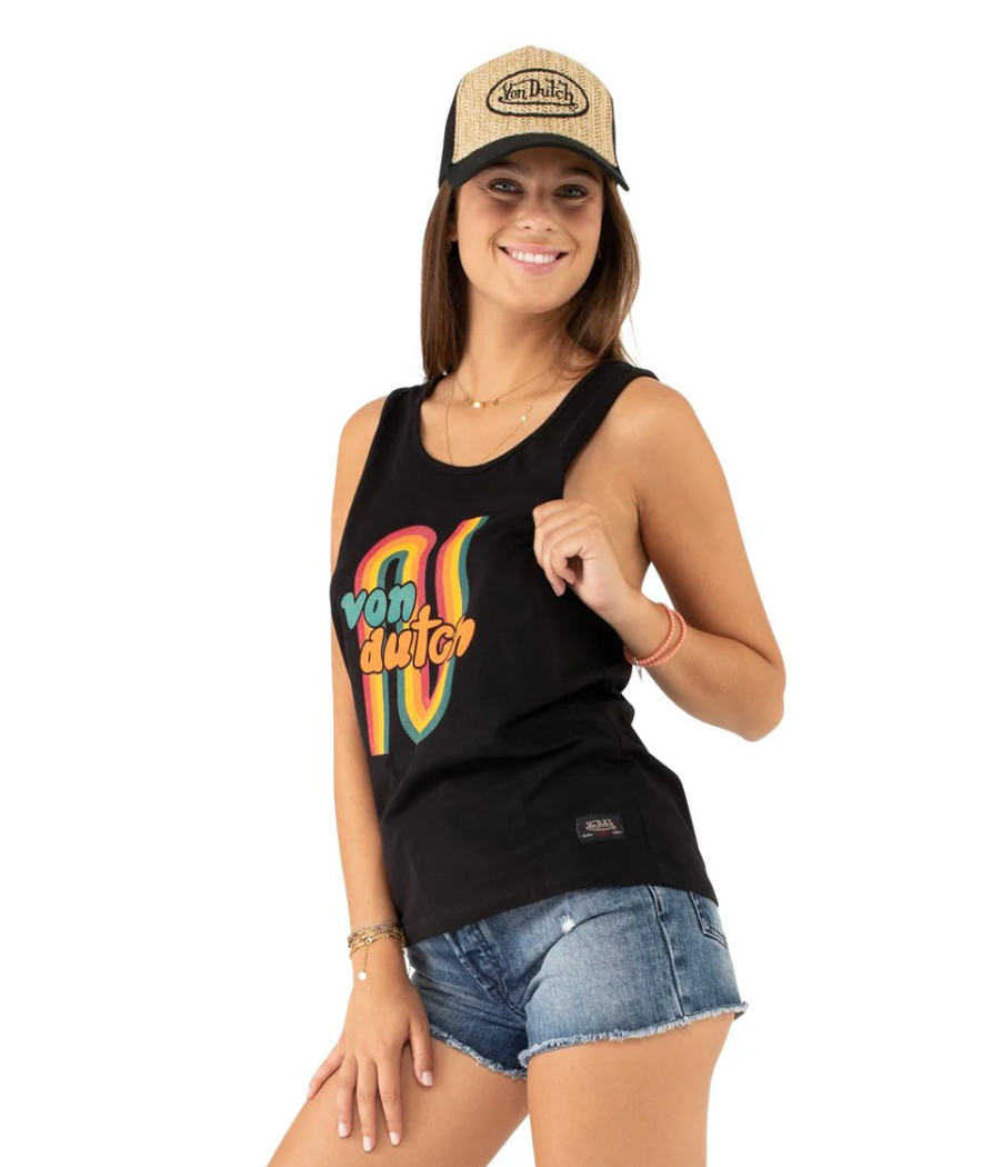 Débardeur Femme Von Dutch Vintage Noir | Un Barbu et Une Blonde