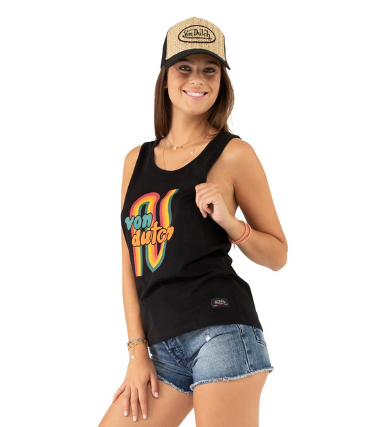 Débardeur Femme Von Dutch Vintage Noir | Un Barbu et Une Blonde