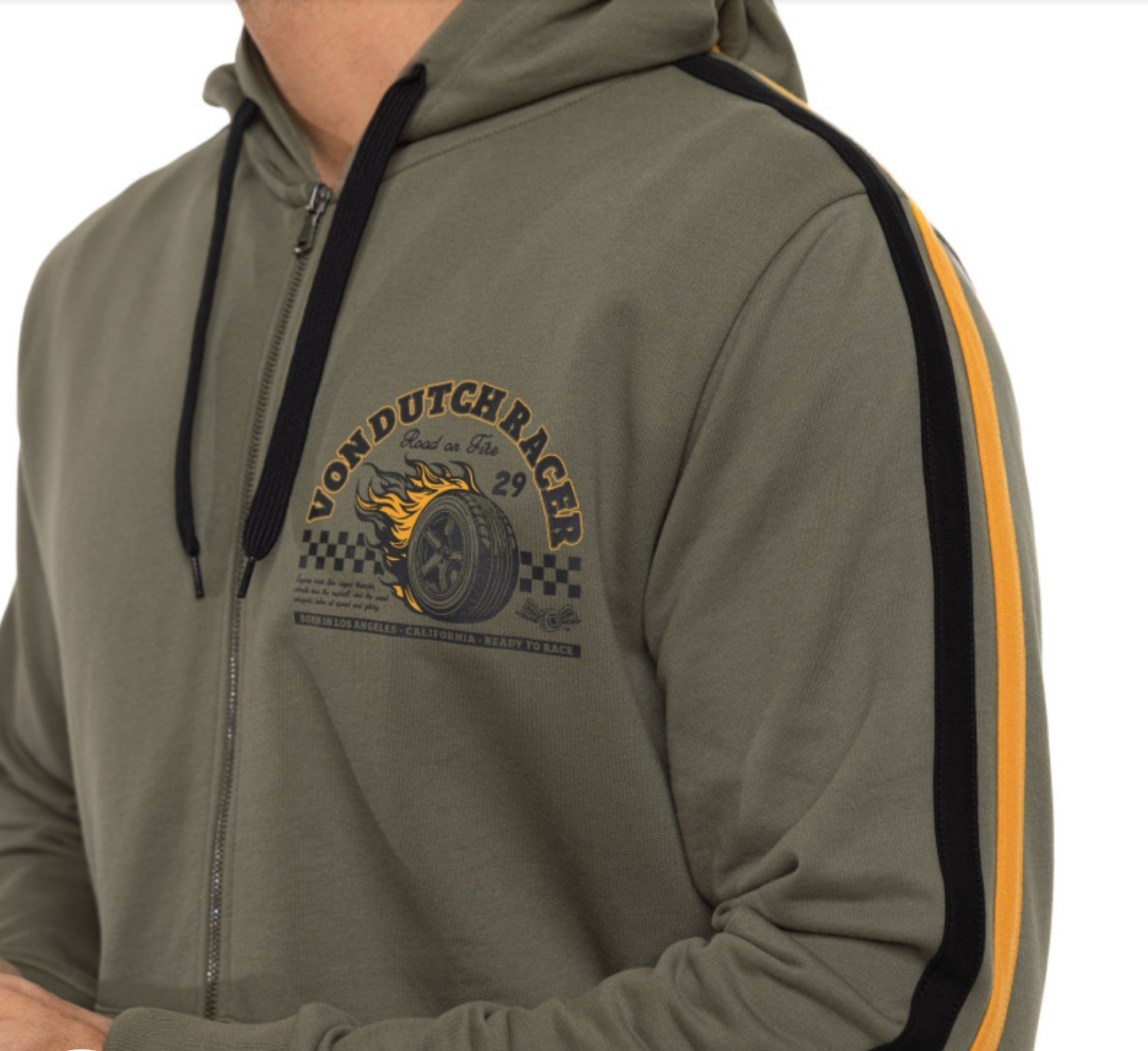 Sweat zippé à capuche homme Von Dutch kaki – Racer