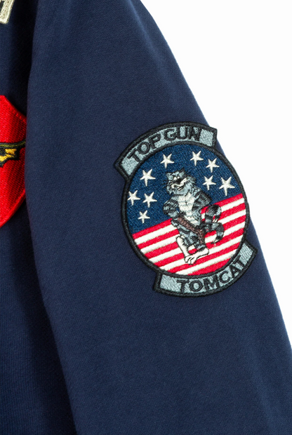 Sweat à capuche zippé Top Gun Navy – Patchs Aviateur