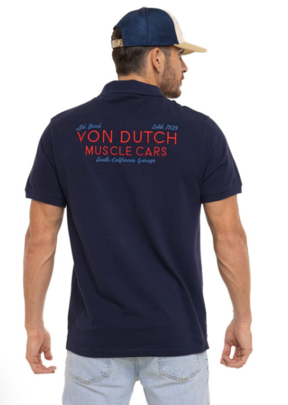 Polo homme Von Dutch bleu marine – Muscle Cars | Un Barbu et Une Blonde