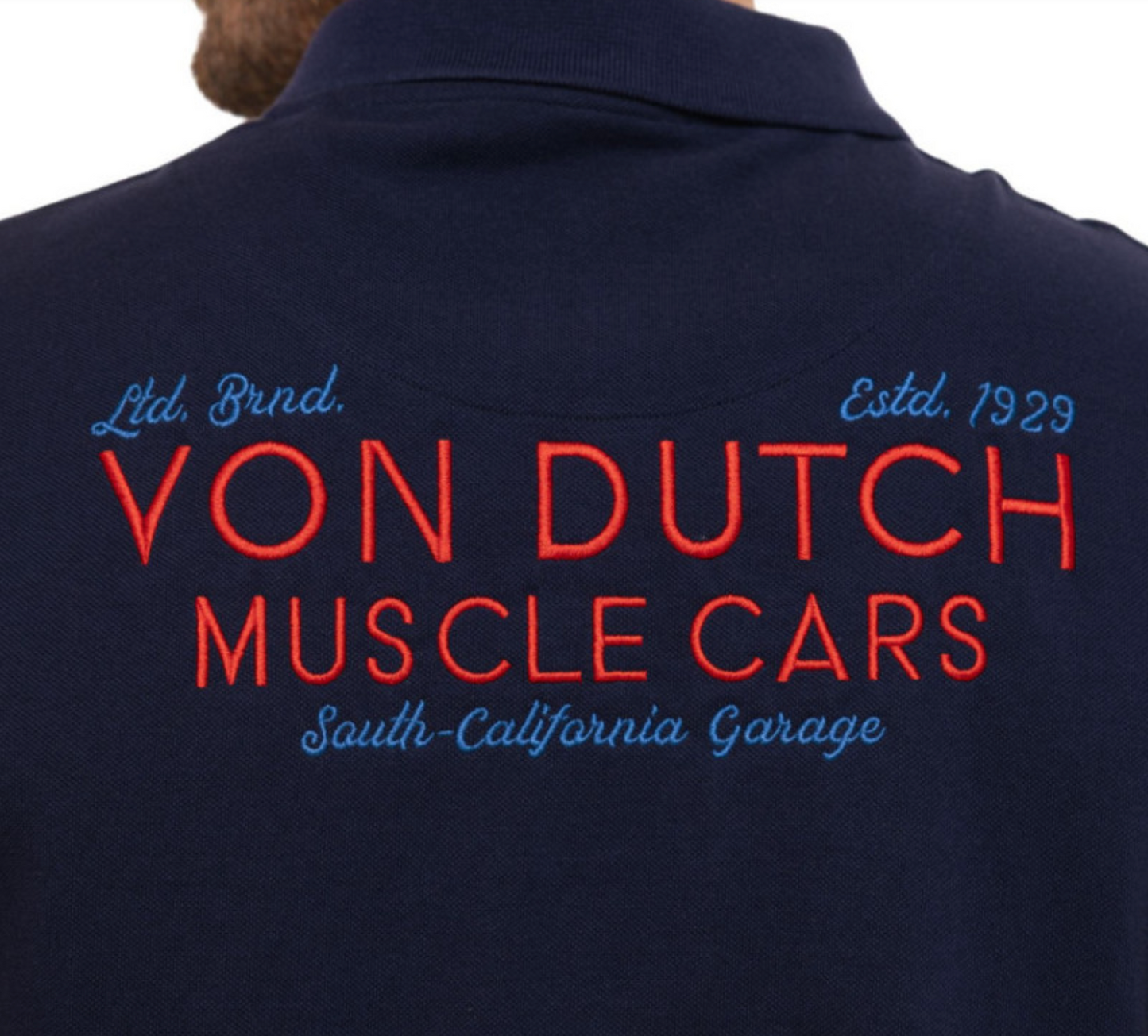 Polo homme Von Dutch bleu marine – Muscle Cars | Un Barbu et Une Blonde