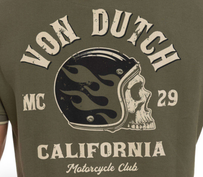 Polo homme Von Dutch kaki Motorcycle Club | Un Barbu et Une Blonde