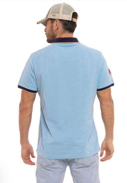 Polo homme Von Dutch bleu ciel – Écussons Racing 29| Un Barbu et Une Blonde