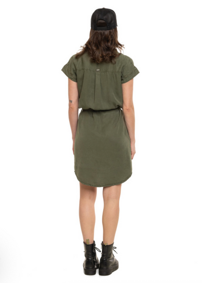 Robe-chemise Von Dutch kaki en Tencel