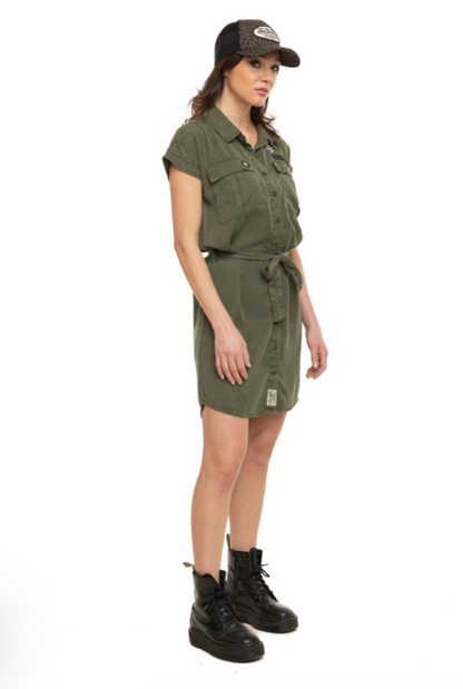 Robe-chemise Von Dutch kaki en Tencel