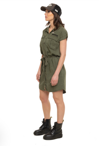 Robe-chemise Von Dutch kaki en Tencel