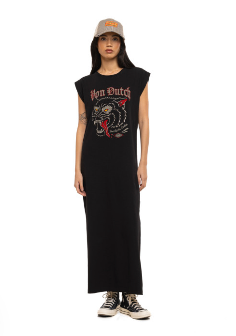 Robe t-shirt longue Von Dutch Wolf noire